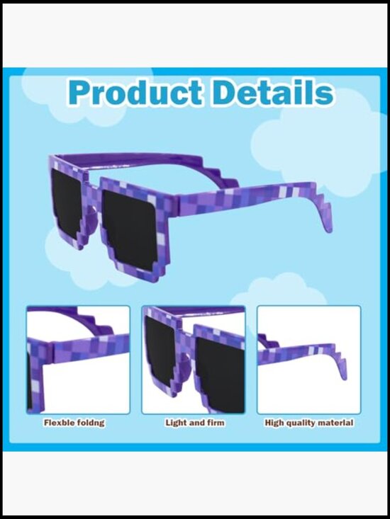 36 Pack Pixel Sunglasses Retro Gamer Eyewear Party Favors